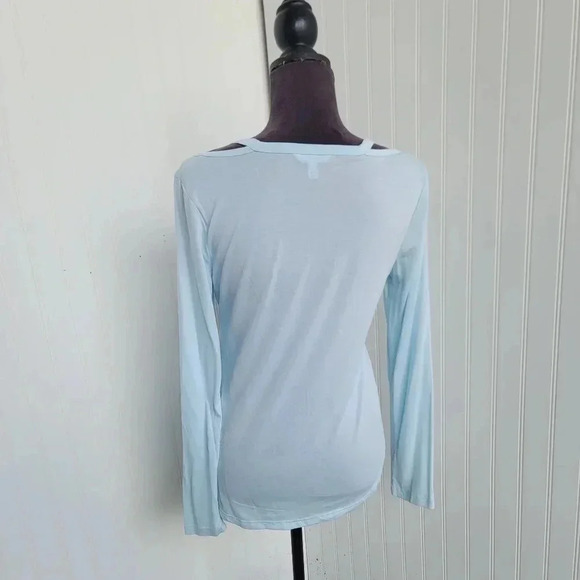 Time and Tru Women Top Light Blue Long Sleeve Modal Poly Pullover Shirt S (4-6) - Picture 10 of 11